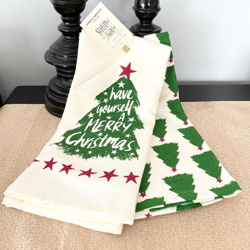 🆕Set of 2 HAVE YOURSELF A MERRY CHRISTMAS🎄 Kitchen Towels